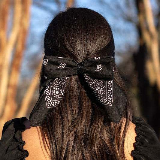 Rhinestone Bandana Bow- Black with black rhinestones
