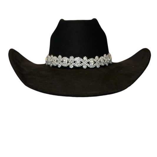Iconic Rhinestone Cowgirl hat with gold rhinestone trim