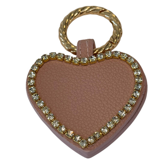 Heart-shaped Magnetic Hat clip Keychain- Pink with gold rhinestones
