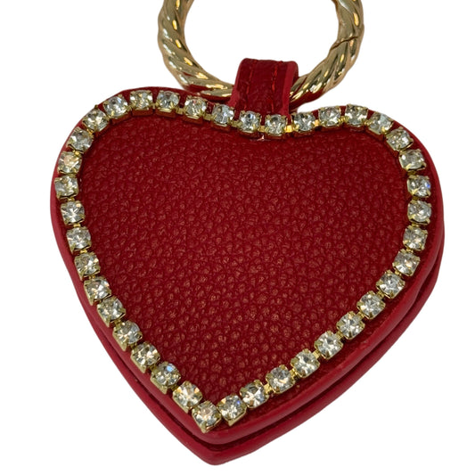 Heart-shaped Magnetic Hat clip Keychain- Red with gold rhinestones