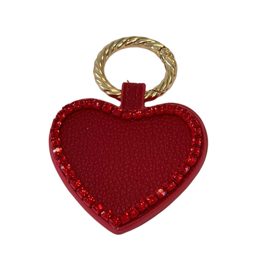 Heart-shaped Magnetic Hat clip Keychain- Red with red rhinestones