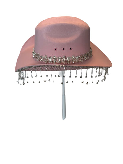 Special Edition- Kids Pink Cowgirl Hat with iconic rhinestone braid